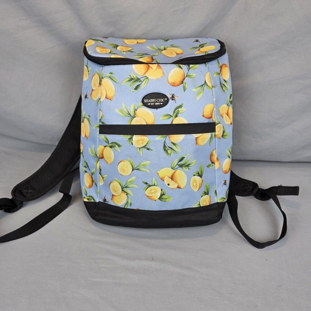 Backpack Cooler Bag Blue With Lemons And Bees 12 Inches Picnic Beach Cottagecore